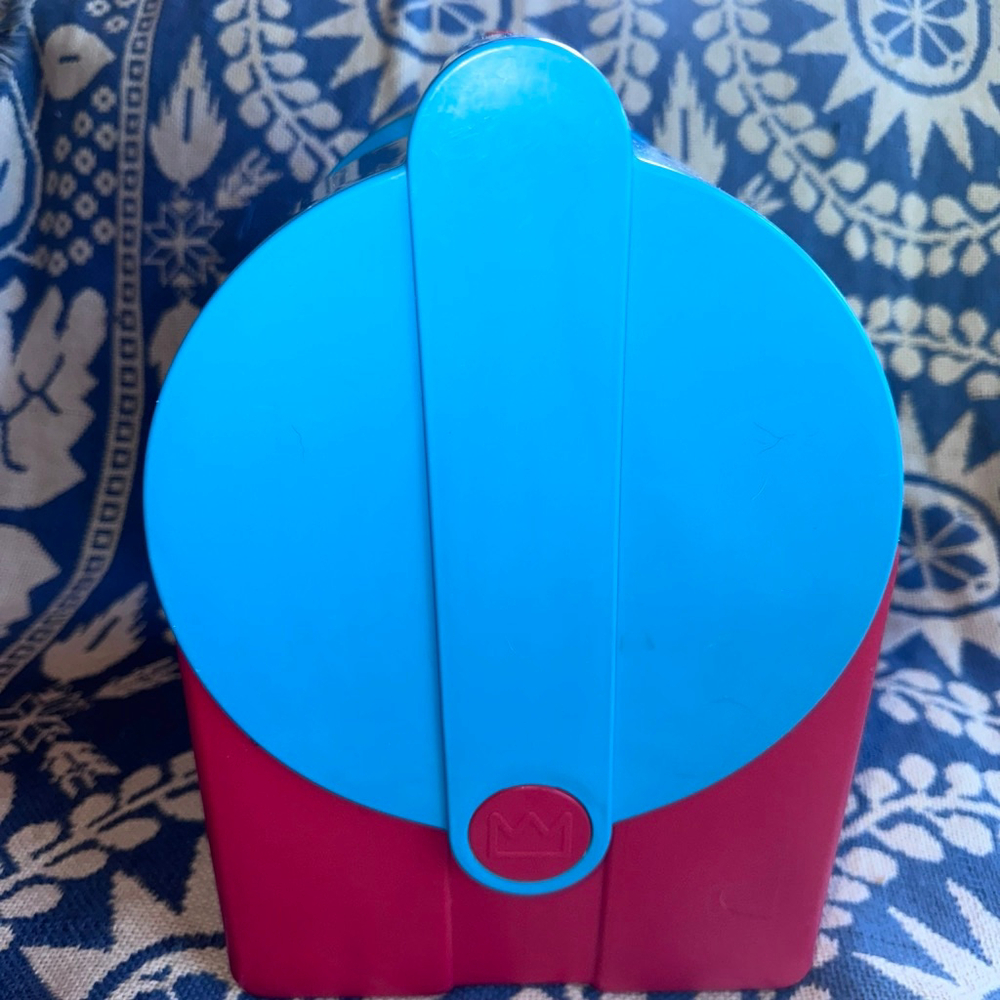 Vintage 1987 Igloo Little Playmate II Picnic Cooler Crown Corning Red Aqua - Picture 4 of 7